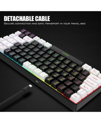 Wired Gaming Keyboard,84 key RGB Luminescent pluggable cable keyboard character Luminescent color keyboard (Black)