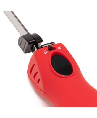 Cordless Rechargeable Electric Knife with 4 Serrated Blades Red