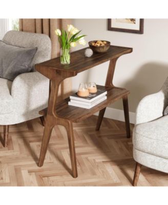 Set of 2 Narrow Side Table for Living Room, Farmhouse Slim End Table with Storage Shelves, for Bedroom, Small Spaces, Easy Assembly