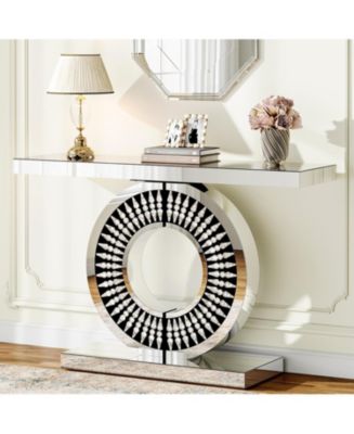 Tribesigns 43-Inch Silver Console Table, Entryway Table with Mirror ...