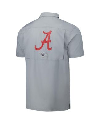 Men's Gray Alabama Crimson Tide PFG Slack Tide Omni-Shade Button-Up Camp Shirt