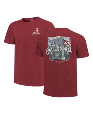 Image One - Women's Crimson Alabama Crimson Tide Comfort Colors Campus Scene Drawing Script T-Shirt
