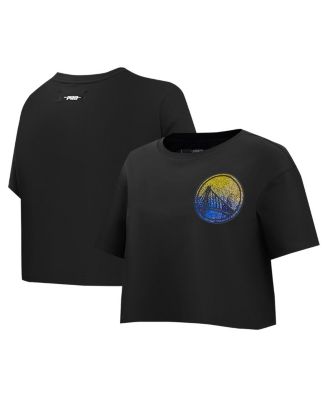 Pro Standard - Women's Black Golden State Warriors Jewels Boxy Cropped T-Shirt