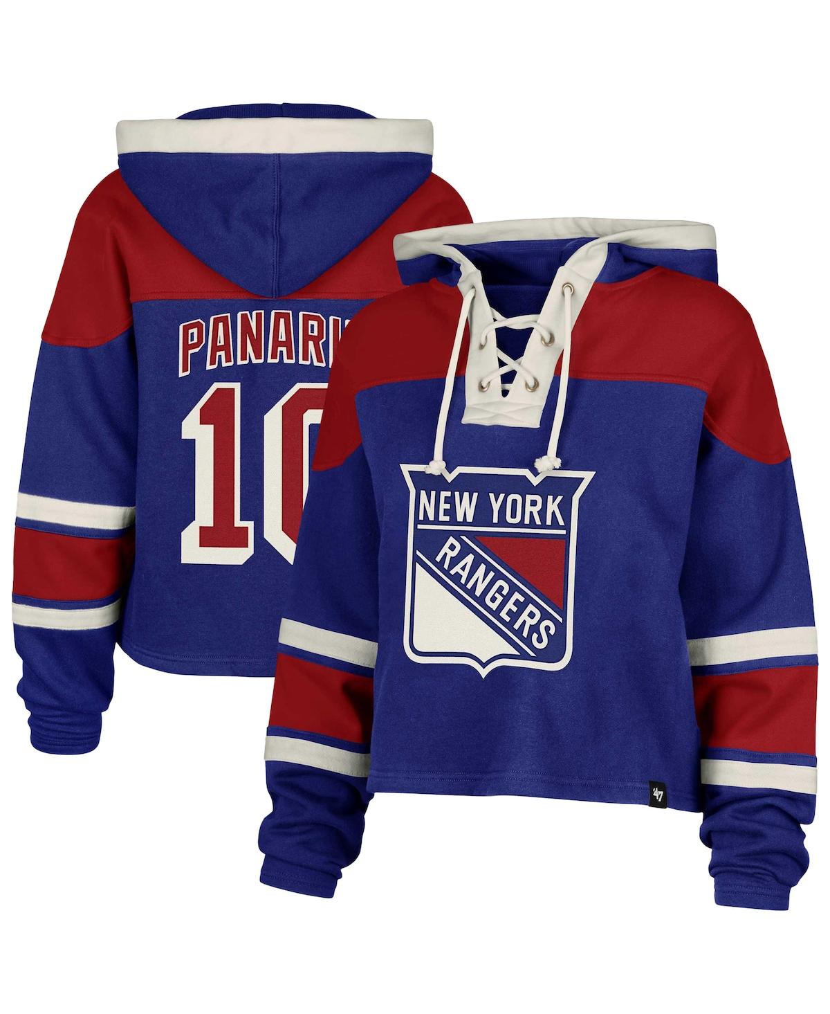 47 Brand Women's Artemi Panarin Blue New York Rangers Superior Lacer Cropped Pullover Hoodie