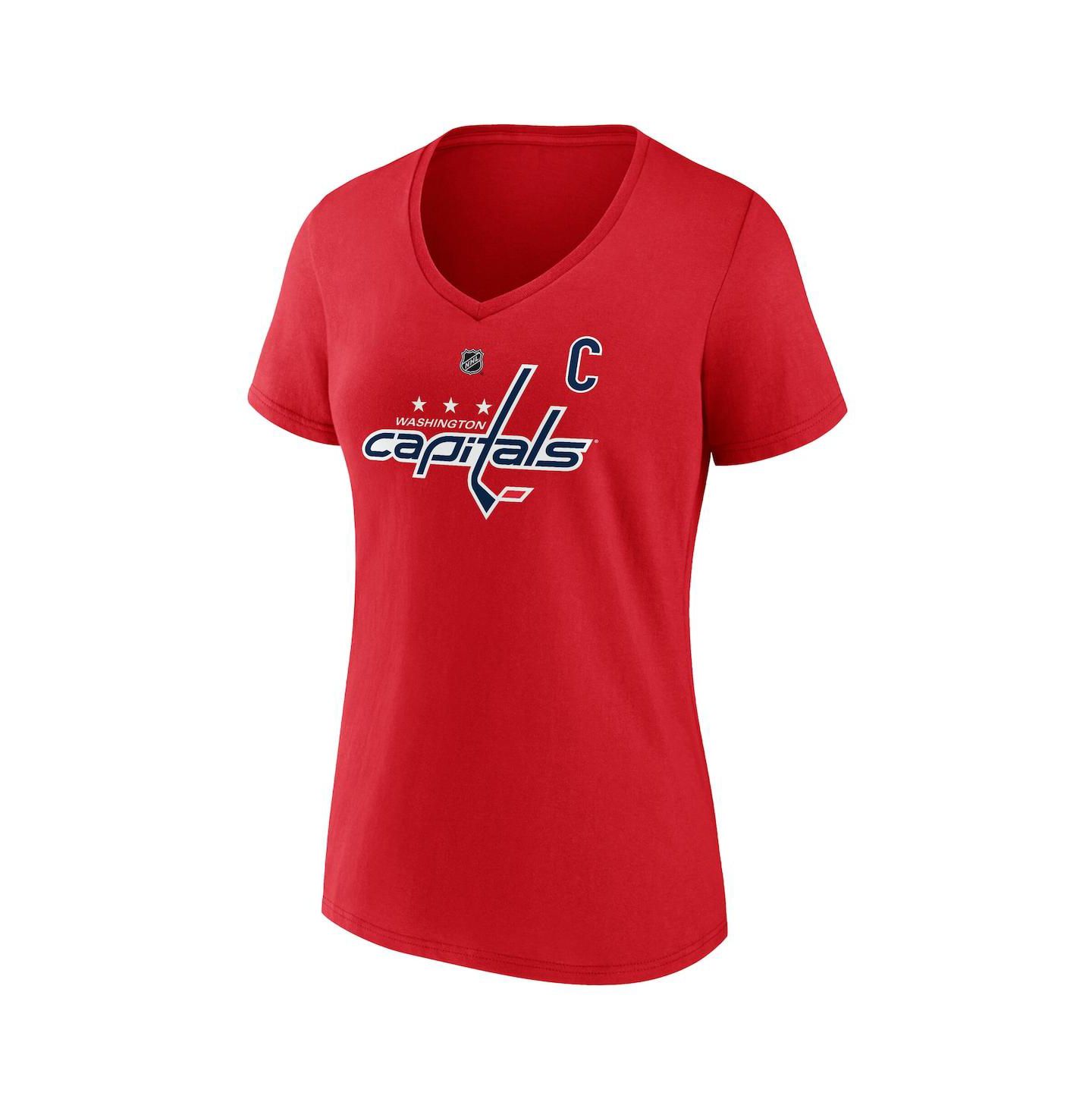 Женская футболка Fanatics Alexander Ovechkin Athletic Red Washington Capitals NHL All-Time Leading Goal Scorer The Great 8 Name & Number V-Neck — фото 2