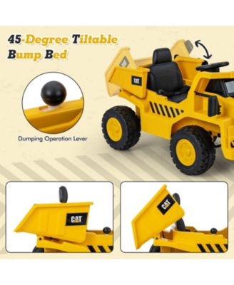 12V Caterpillar Licensed Kids Ride on Dump Truck with Tiltable Bump Bed