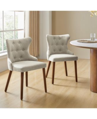 Set of 2 polyester Pedro Mid-Century Modern Waterproof Button-Tufted Dining Chair