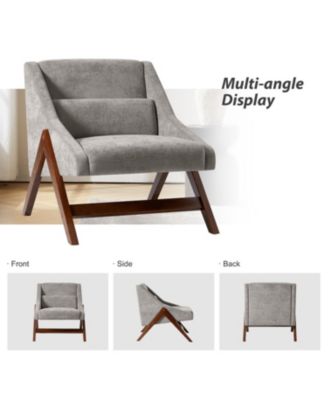 Elias Modern Accent Sloped Armrests Chair with Solid Wood Legs and A Lumbar Pillow