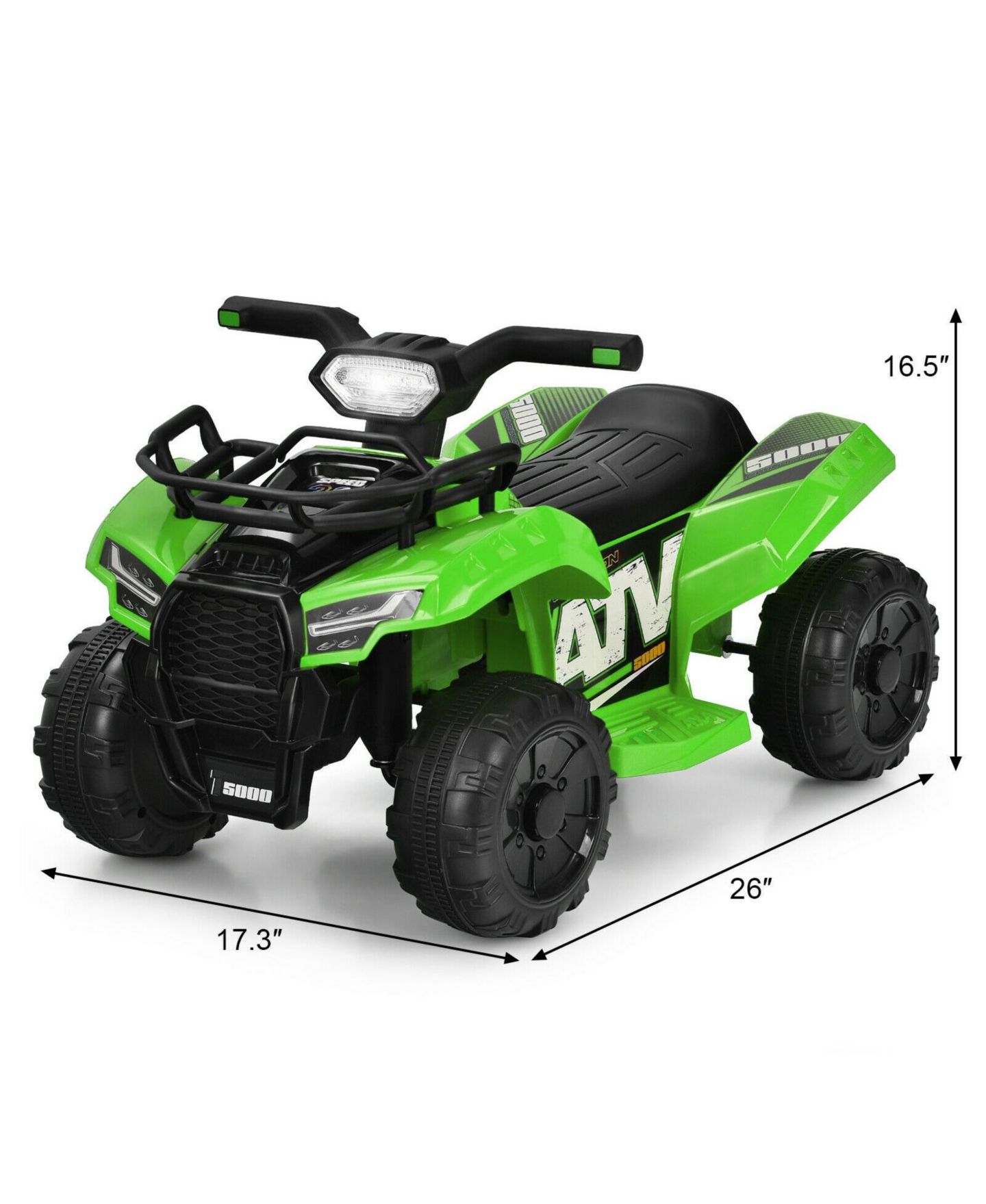 Детская игрушка Mecale 6V Kids ATV Quad Ride-On with LED Light and MP3 Player, 44 lbs Capacity, Ages 18 Months+, цвет: Зелёный — фото 3