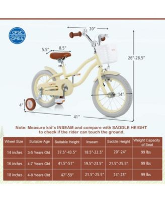 Mecale 14 Inch Kids Bike with Adjustable Seat and Bell for Kids 3-8 Years Olds