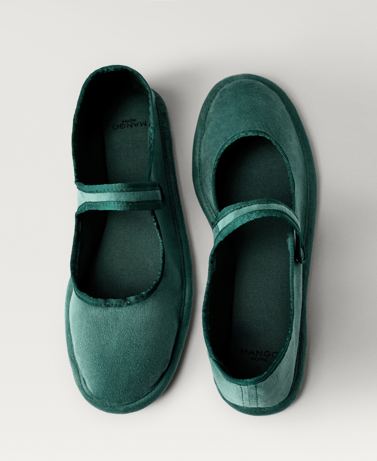 Shop Mango Women's Velour Buckle Ballet Flats