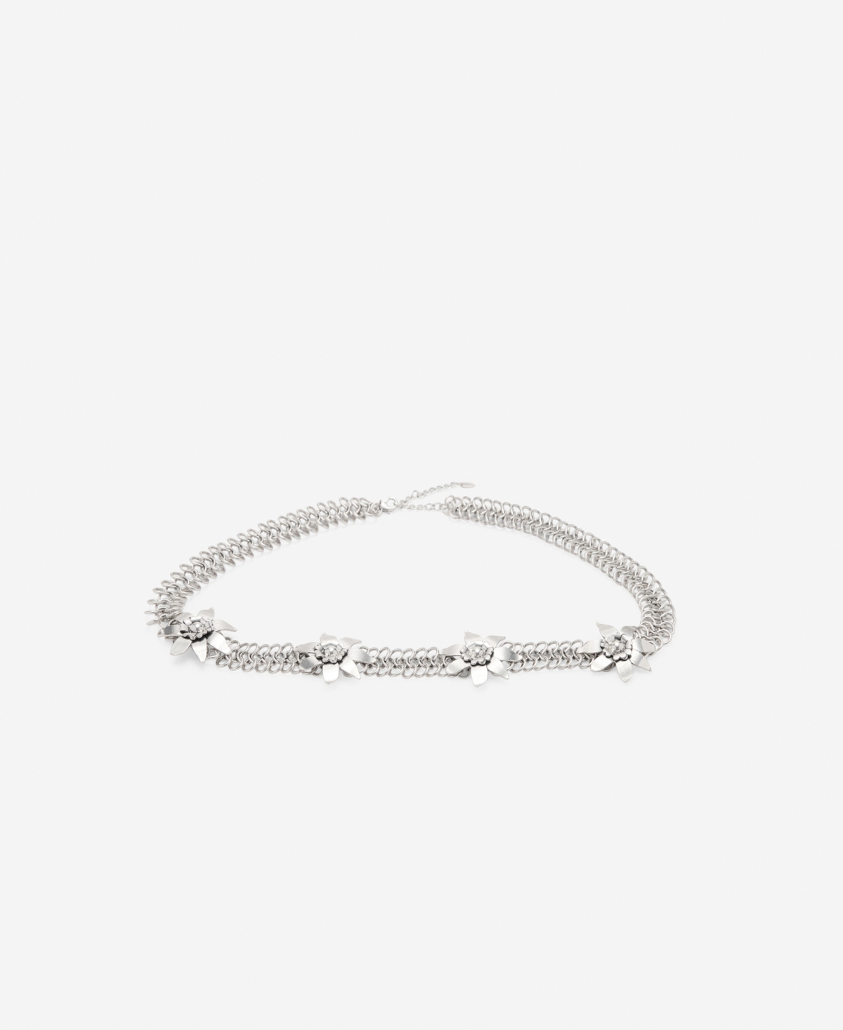 Mango Women's Metallic Flower Chain Belt
