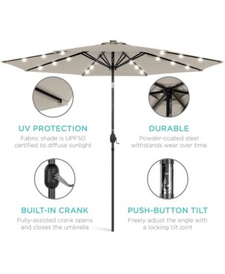 10ft Solar LED Lighted Patio Umbrella w/ Tilt Adjustment, UV-Resistant Fabric