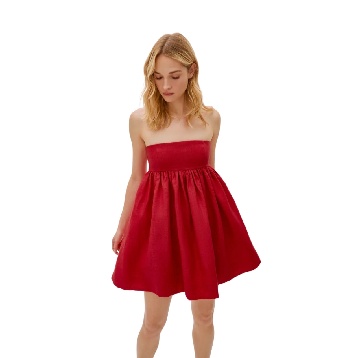 Us Women's Mykonos Linen Strapless Dress - Red