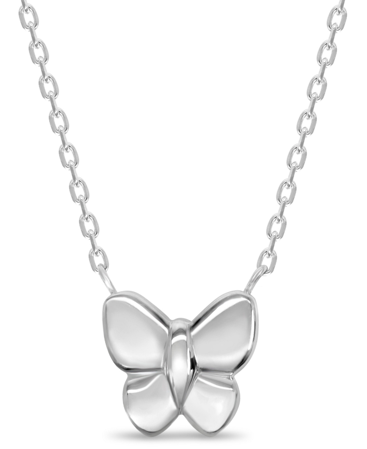 Butterfly Chain Necklace in Sterling Silver, 16 in adj to 18 in - Silver