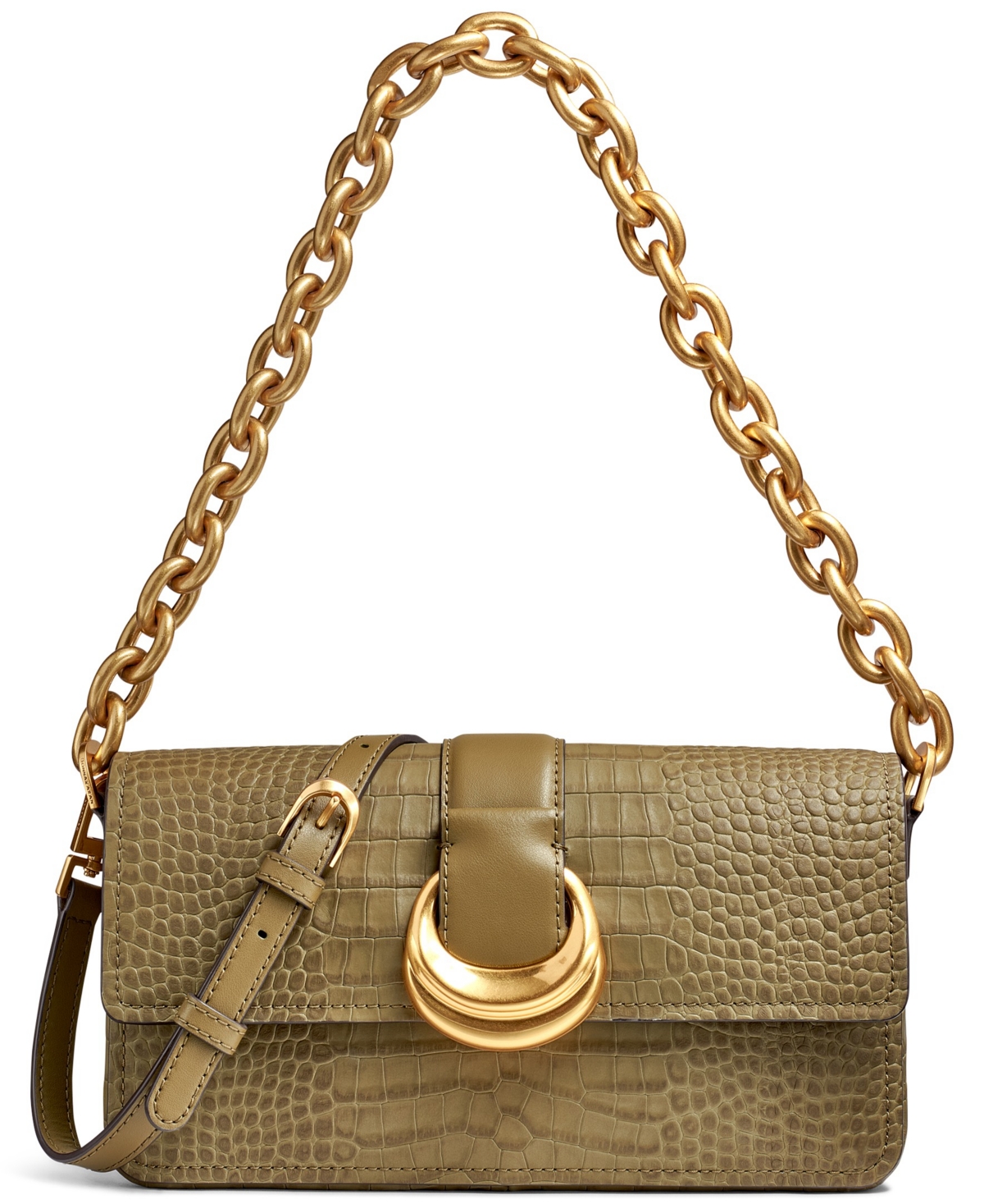 Valley Stream Embossed Croco Shoulder - Smoky Olive