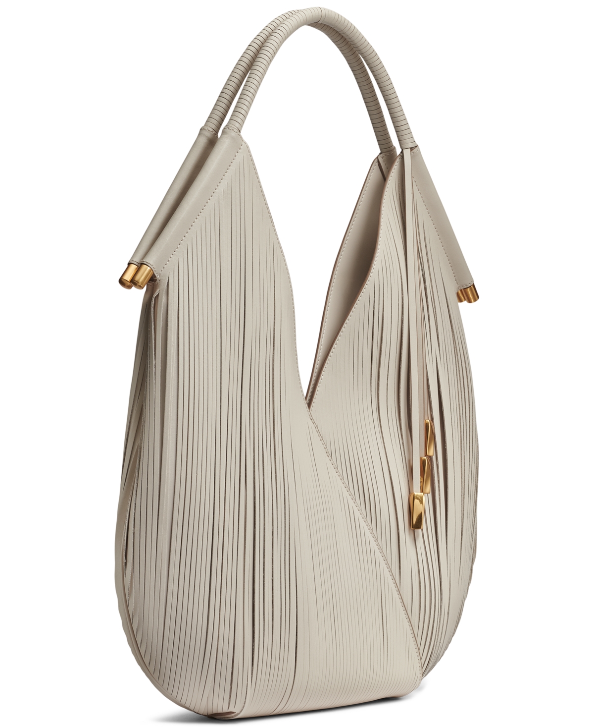 DONNA KARAN DONNA KARAN BALDWIN LARGE LASER-CUT SHOULDER WITH LEATHER WRAPPED ROUNDED HANDLE 