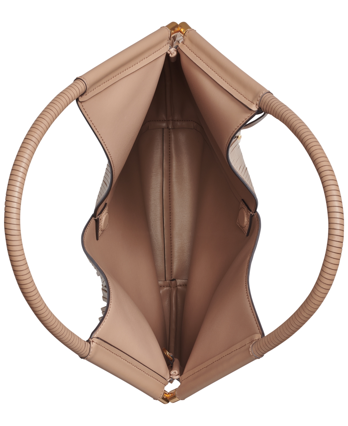 DONNA KARAN DONNA KARAN BALDWIN LARGE LASER-CUT SHOULDER WITH LEATHER WRAPPED ROUNDED HANDLE 