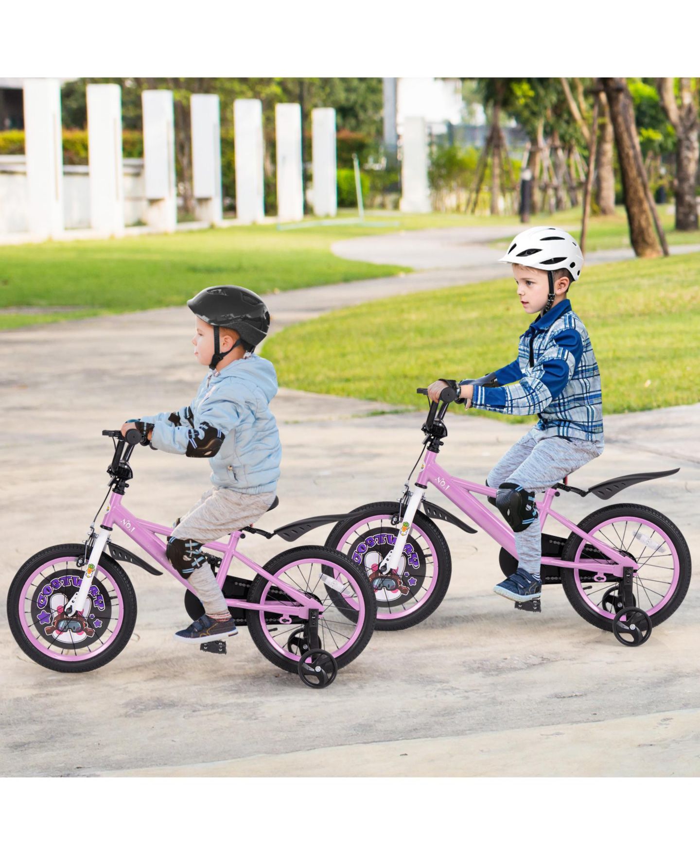 Детская игрушка Mecale 18-Inch Adjustable Kids Bike with Training Wheels, Ages 4-8, цвет: Розовый — фото 6
