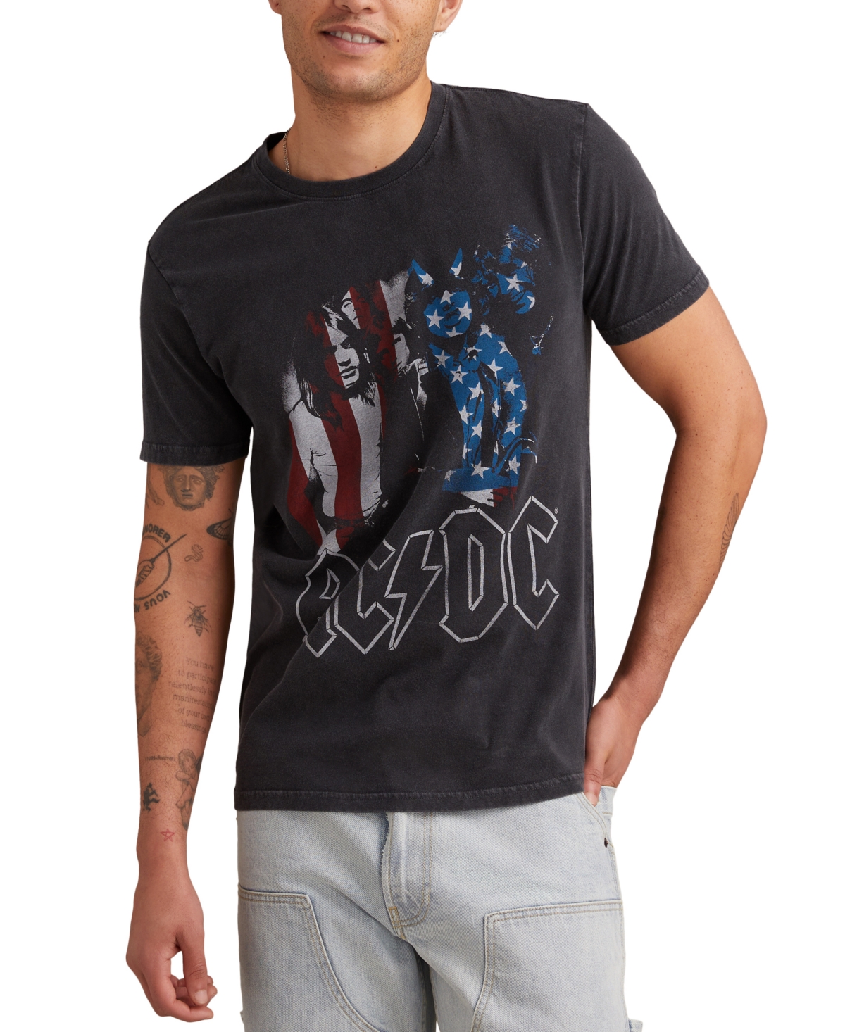 Men's Ac-dc America Short Sleeve Crewneck Graphic T-Shirt - Moonless Night