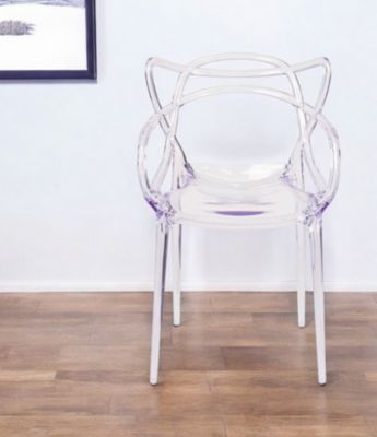 Acrylic Dining Arm Chair with Open Back for Modern Table Seating