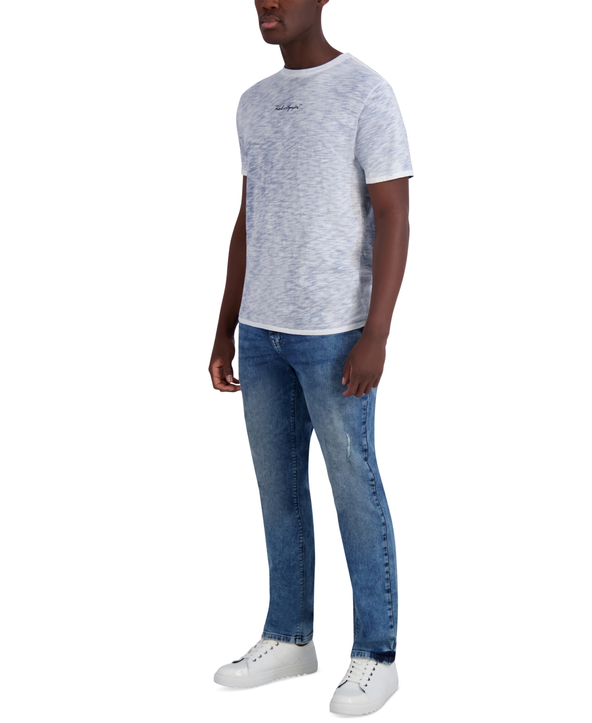 Karl Lagerfeld Men's Chest Signature Slub T-shirt In Gray