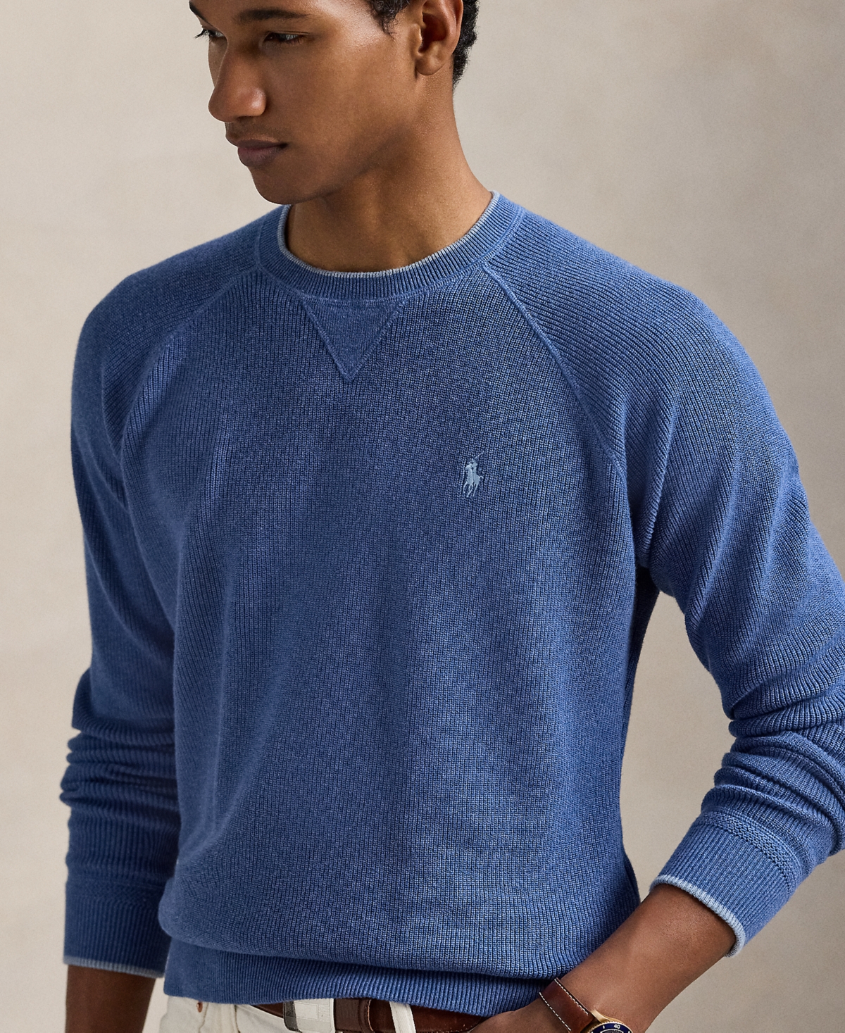 Polo Ralph Lauren Men's Textured Cotton Sweater In Blue