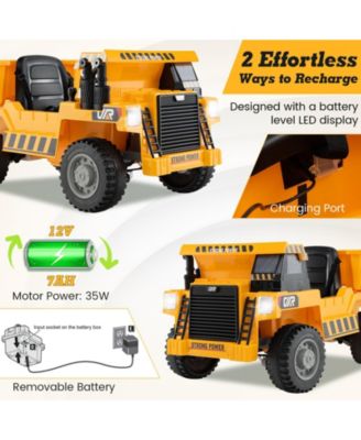 Kids Ride on Dump Truck 12V Ride on Car with Electric Dump Bed