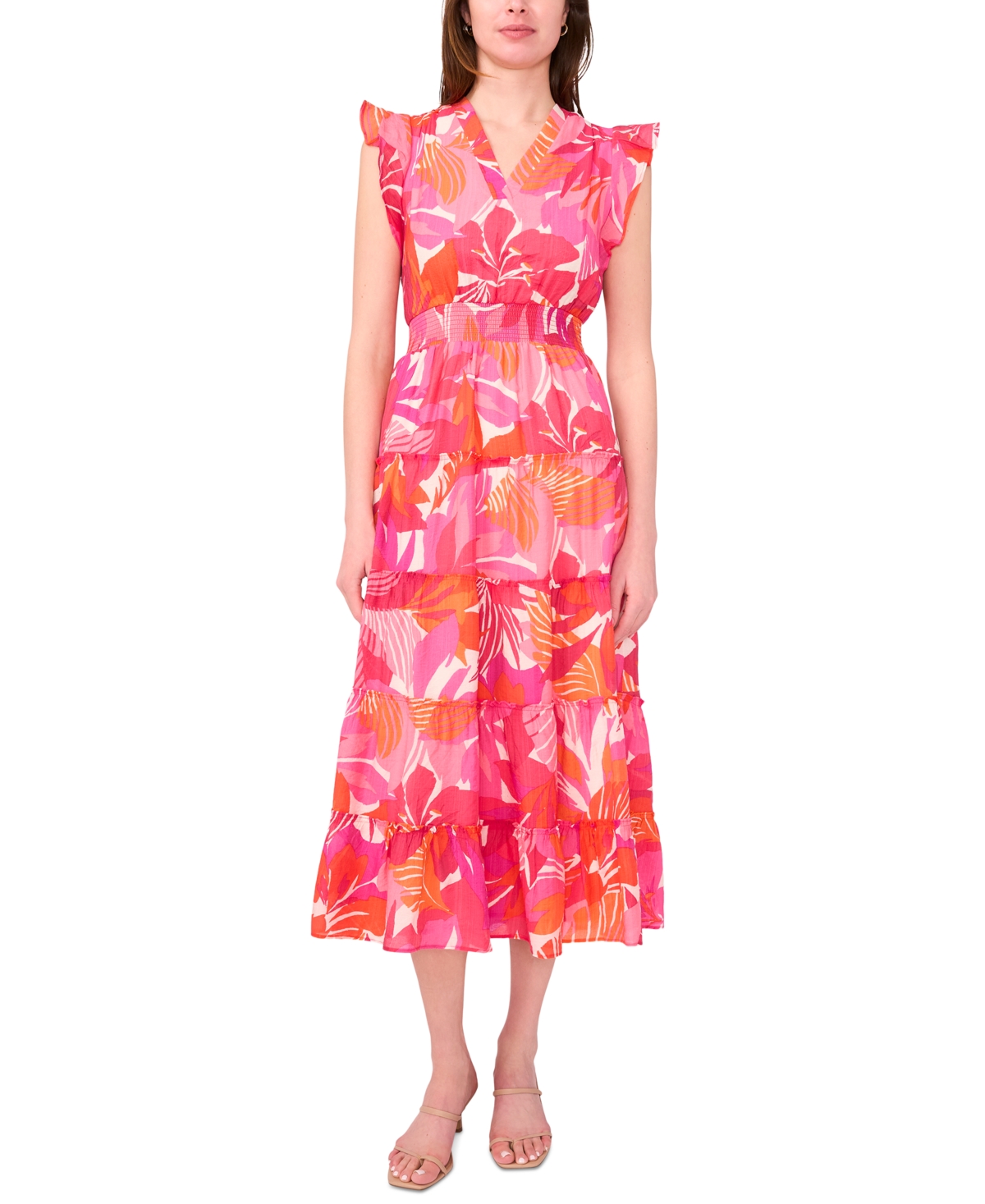 Petite Floral-Print Maxi Dress - Raspberry