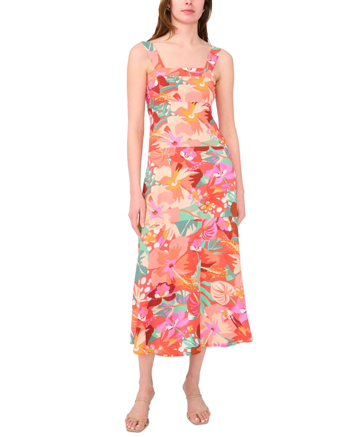 Petite Floral-Print Maxi Dress - Orange Multi