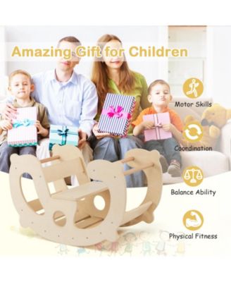 2-in-1 Rocking Horse Arch for Kids Montessori Climbing Toys with Arch Climber