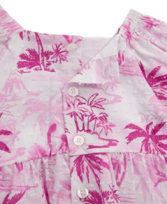 Baby Girls 2-Piece Puff Sleeve Printed Dress and Coordinating Bloomer Set