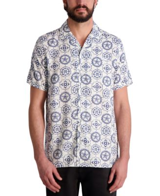 KARL LAGERFELD PARIS - Men's Medallion Print Pattern Short-Sleeve Shirt