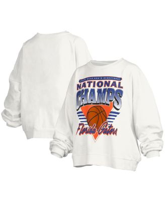 Pressbox - Women's White Florida Gators 2025 NCAA Men's Basketball National s Trilogy Basketball Janice Oversized Fleece Pullover Sweatshirt