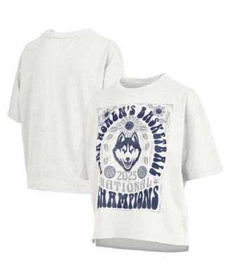 Pressbox - Women's White UConn Huskies 2025 NCAA Women's Basketball National s Harmony Oversized Slub T-shirt