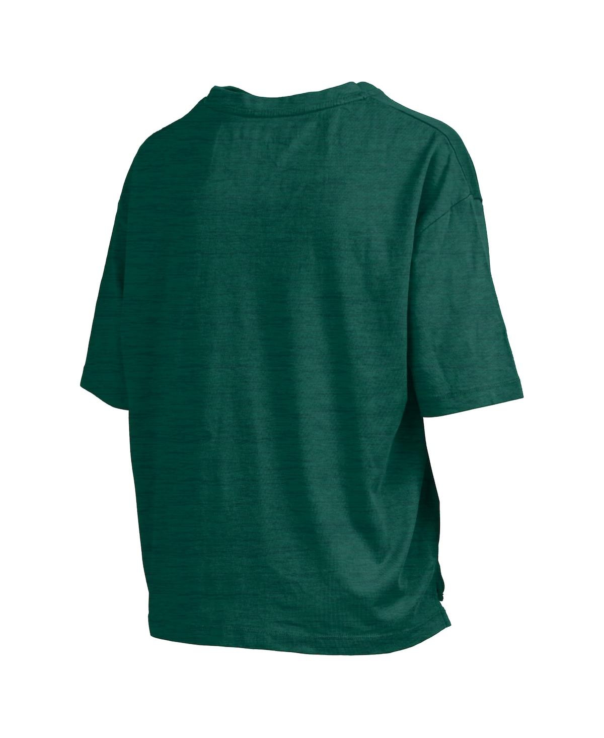 PRESSBOX WOMEN'S GREEN OREGON DUCKS NELSON ARCH OVER LOGO WAIST LENGTH OVERSIZED SLUB T-SHIRT 