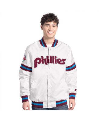 Starter - Men's White Philadelphia Phillies Cooperstown Scout Full-Snap Varsity Jacket