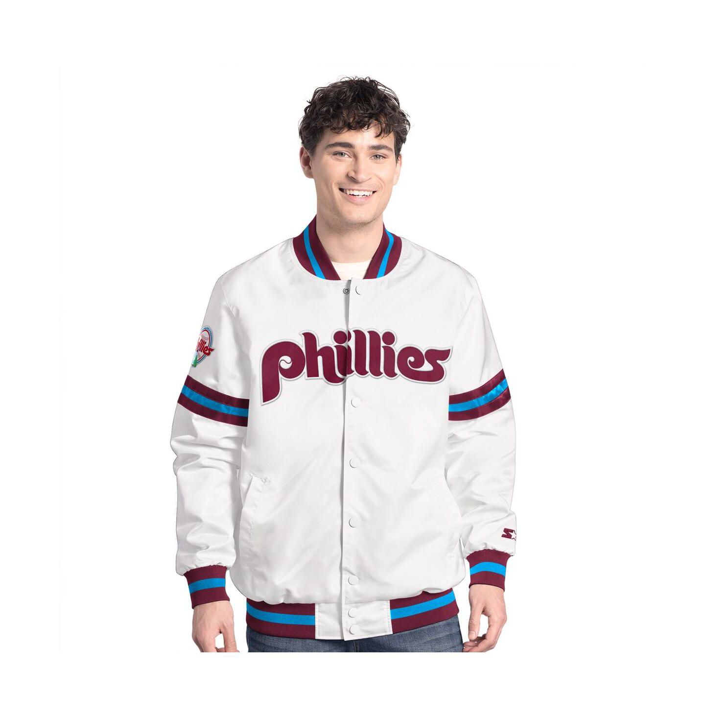 Мужская куртка Starter White Philadelphia Phillies Cooperstown Scout Full-Snap Varsity — фото 1