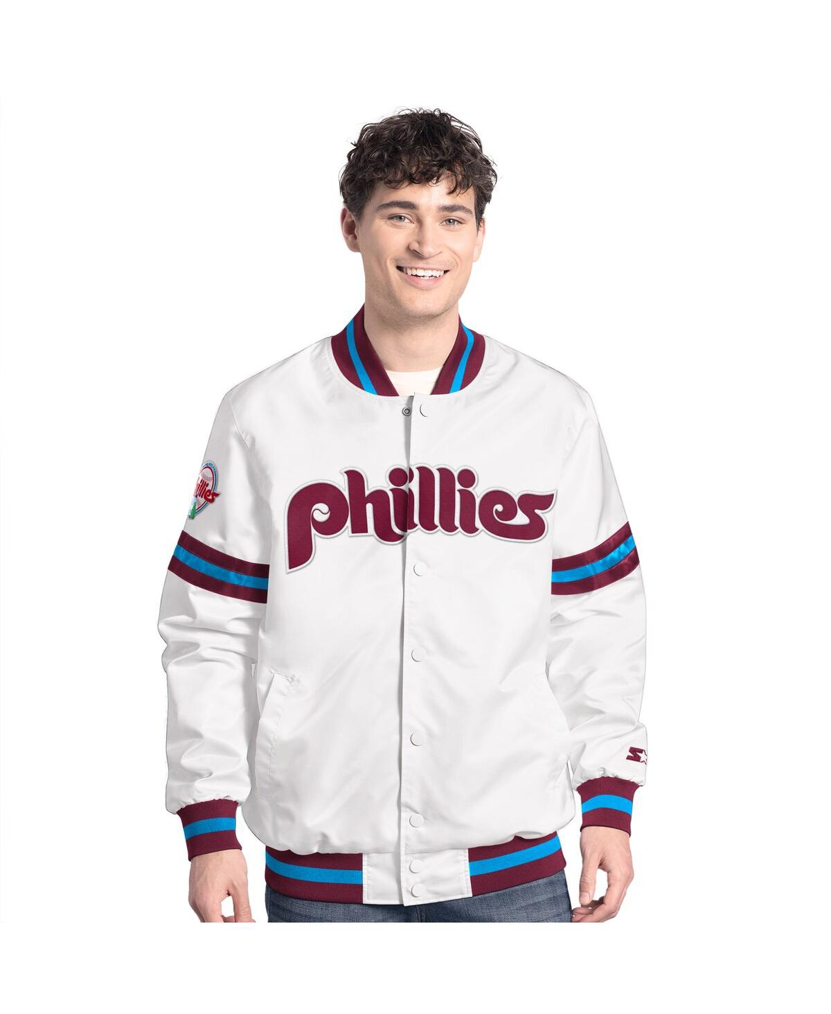 Men's White Philadelphia Phillies Cooperstown Scout Full-Snap Varsity Jacket - White