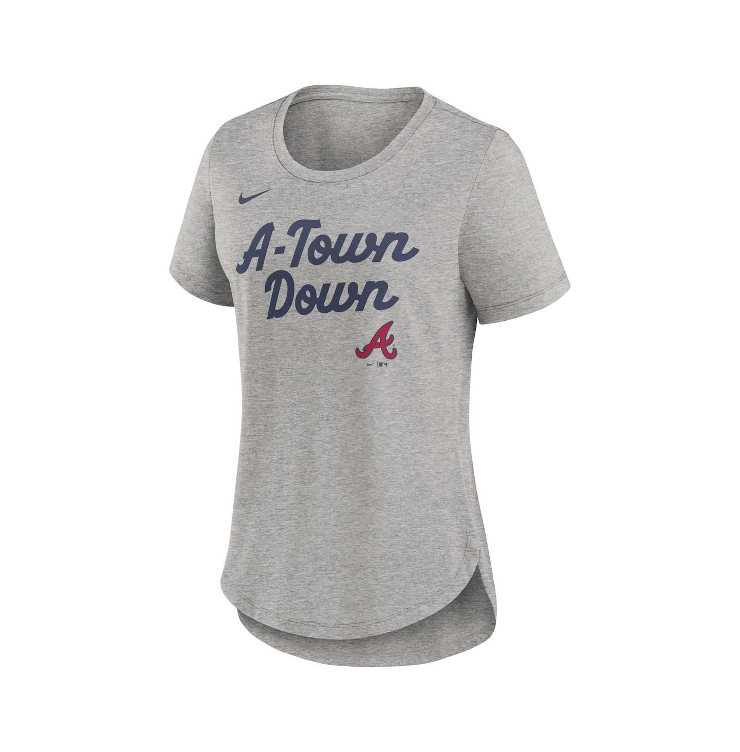 Женская футболка Nike Heather Gray Atlanta Braves Script Tri-Blend — фото 3