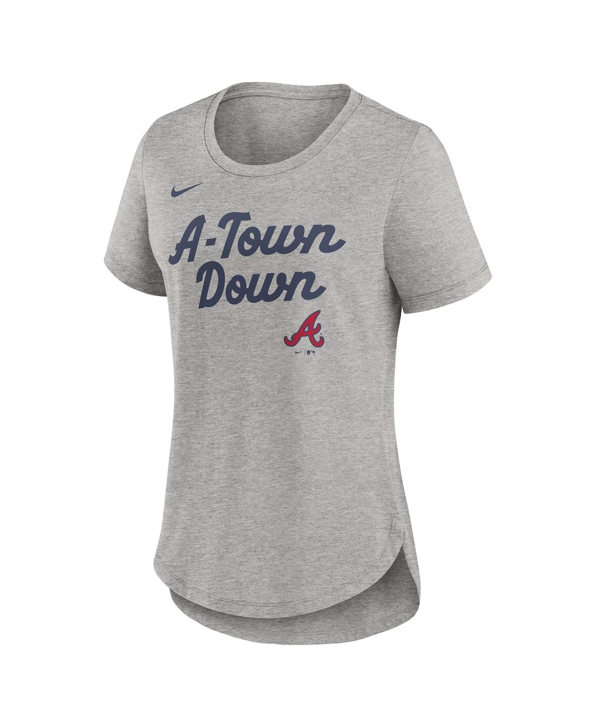 Nike Women's Heather Gray Atlanta Braves Script Tri-blend T-shirt