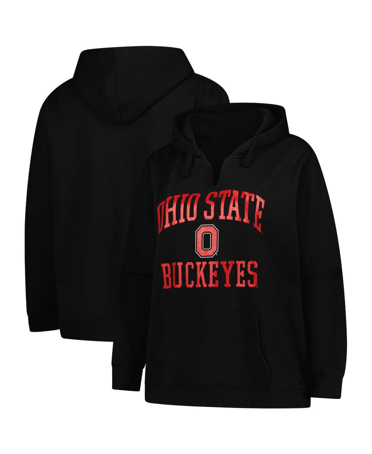 Fanatics Women's Black Ohio State Buckeyes Heart Soul Notch Neck Pullover Hoodie