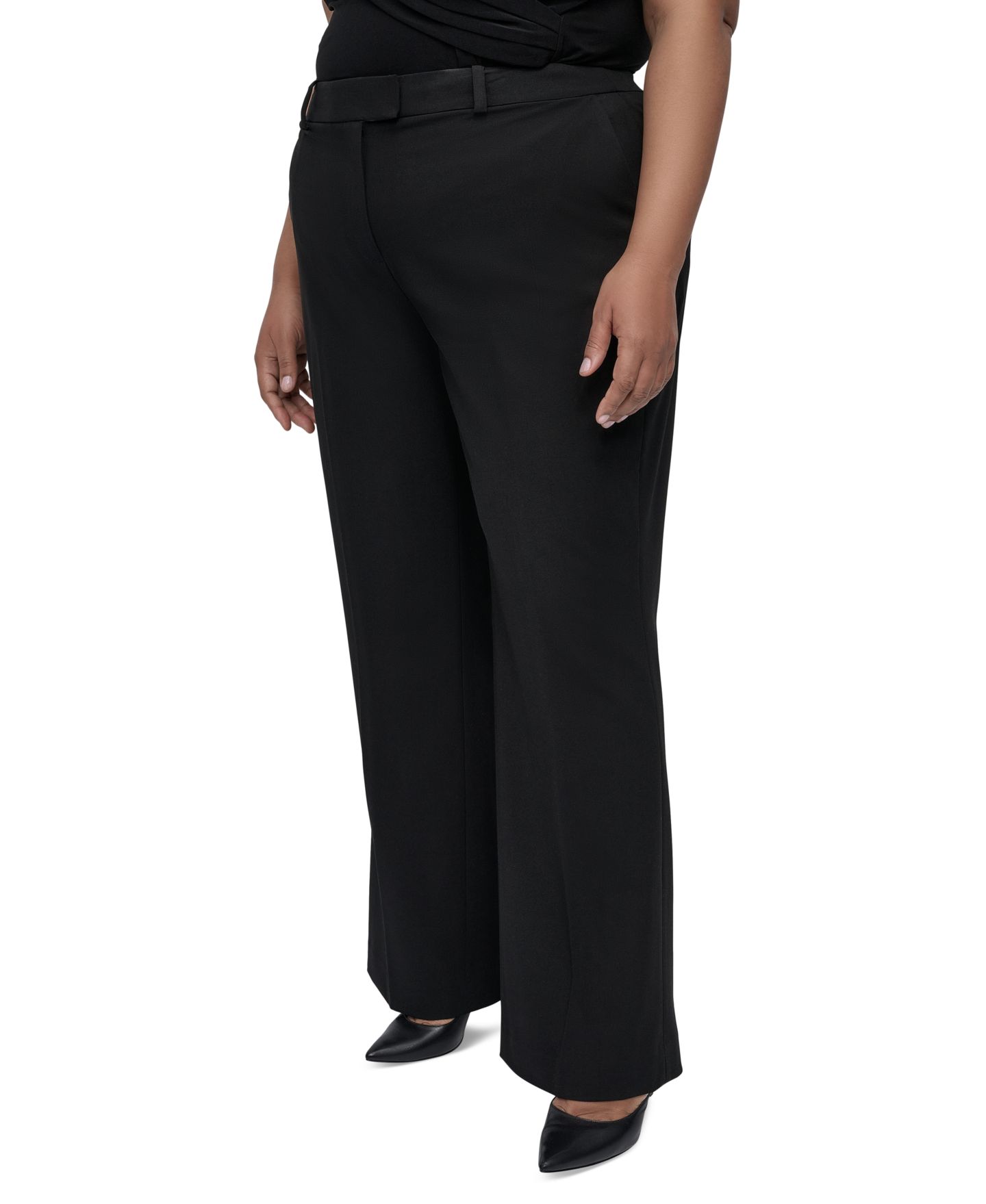 Женские брюки DKNY Plus Size Wide-Leg, цвет: Чёрный — фото 4