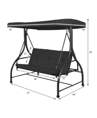 3 Seats Outdoor Swing Hammock with Adjustable Tilt Canopy