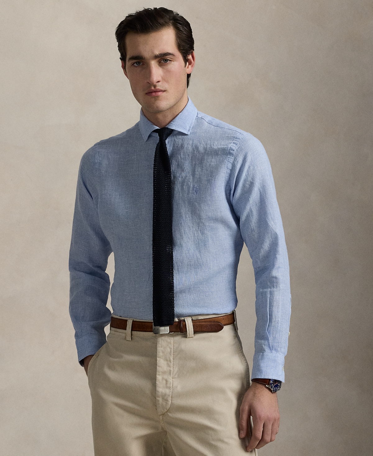 Polo Ralph Lauren Men's Classic-Fit Houndstooth Linen Shirt