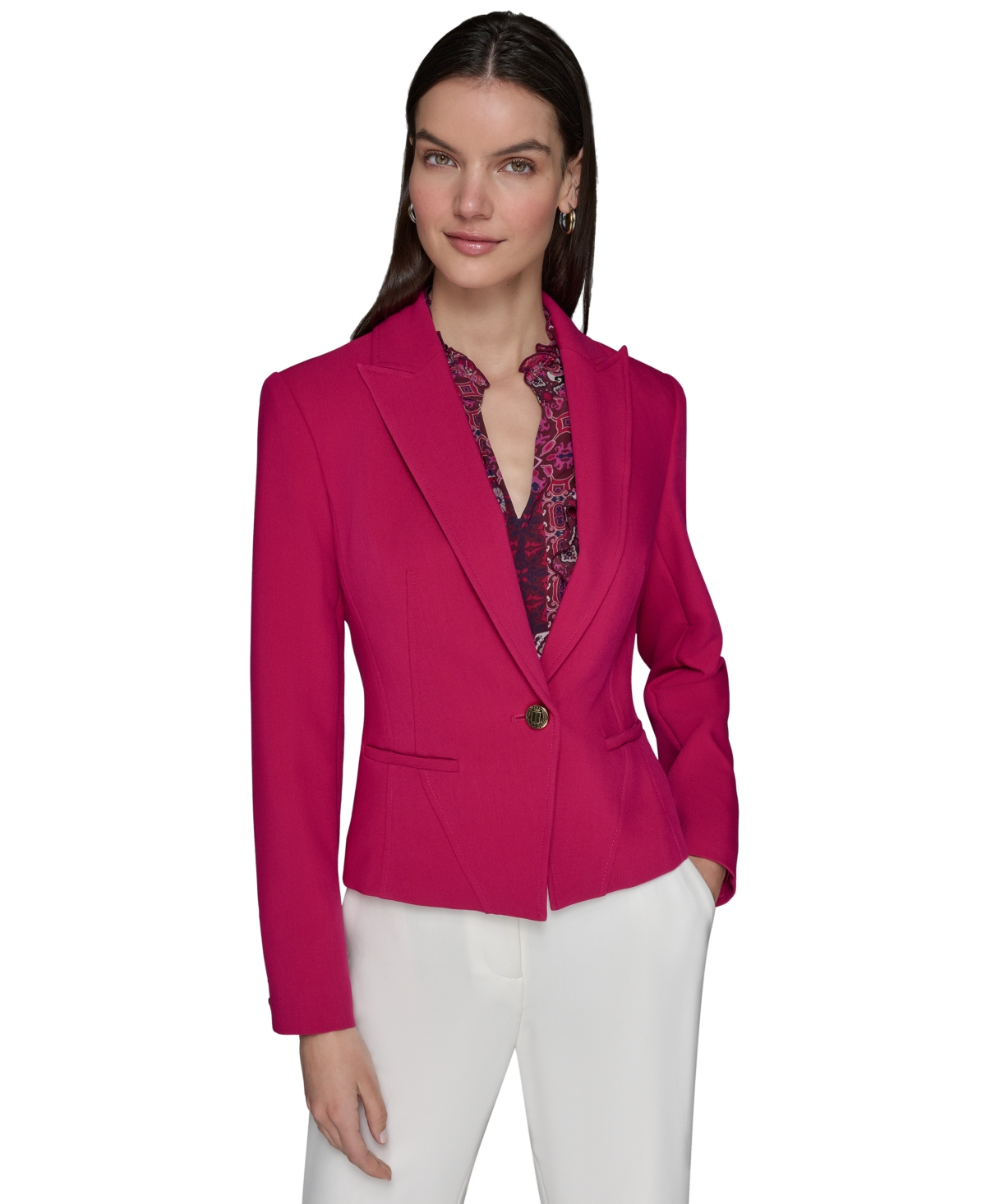 Karl Lagerfeld Women's Peak-lapel Cropped Jacket