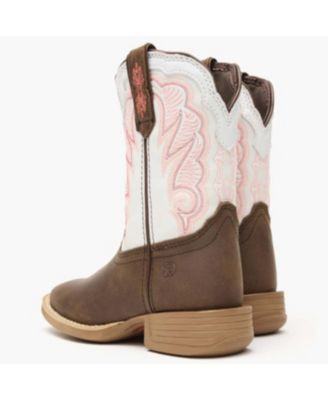 Kids Lil' Rebel Pro Trail Brown and White Western Boot
