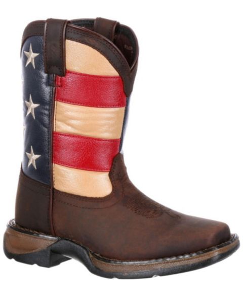 Ботинки Durango Lil' Rebel by Patriotic Western Boot для мальчиков, цвет: Коричневый