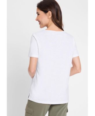 Women's Modern Eyelet V-Neck T-Shirt