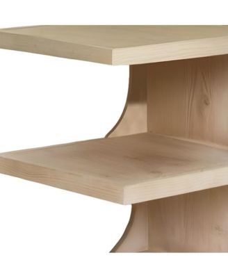 24-Inch Solid Wood Accent Table – Natural Finish with Open Shelf Storage